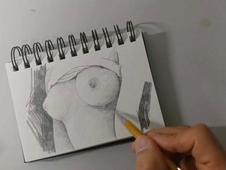 Jak narysować cycki łatwą grafiką ołówkową (piersi przyrodniej siostry)
