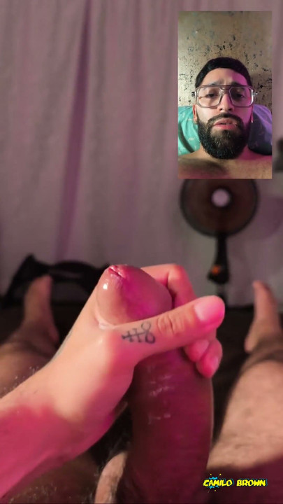 POV Double Camera Slowly Jerking Big Cock With Lube And Spit Thick Cumshot | Clip 1
