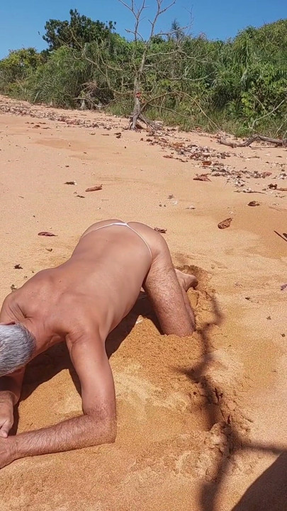 Ladysilva crossdress what a hot slut in panties on the beach | Clip 1