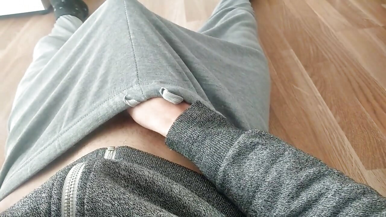 Masturbating my hard cock on floor