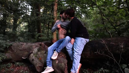 Lovers getting horny outdoors