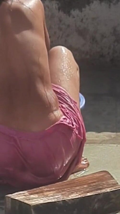 Must-see moment from "Desi bhabhi showed her burr and nipple to her brother-in-law and went to take a bath in the open bathroom"