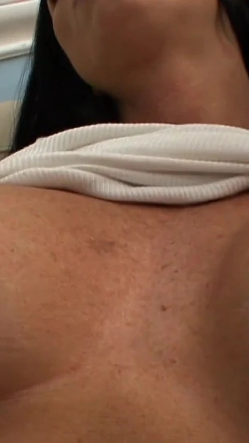 Memorable moment from "Filthy MILF lesbian licks a brunette's big tits and pussy"