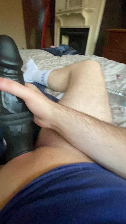 Playing with cock sleeve