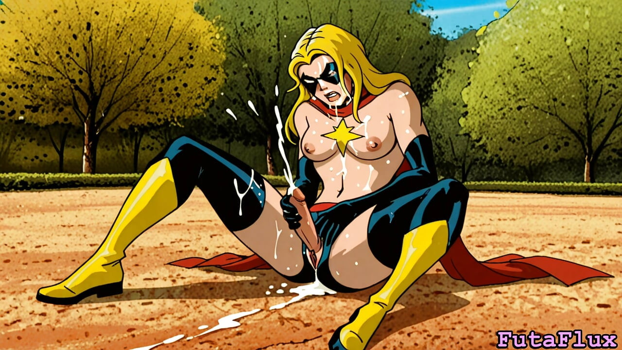 Futanari Carol Danvers - Masturbating, Cumshots, Selfsucking and more!
