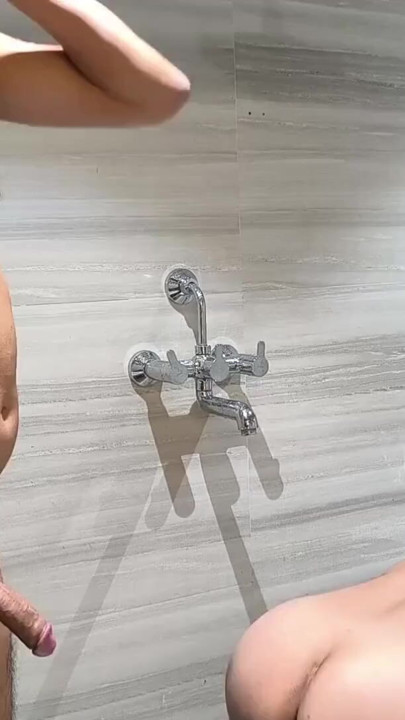 Desi indian couple having bathroom sex doggy position long stretch the long legs | Clip 2