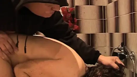 Bathroom fucking big cock sucking