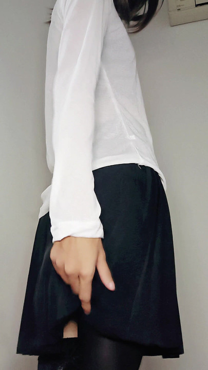 Femboy friend  show her pantie to you.