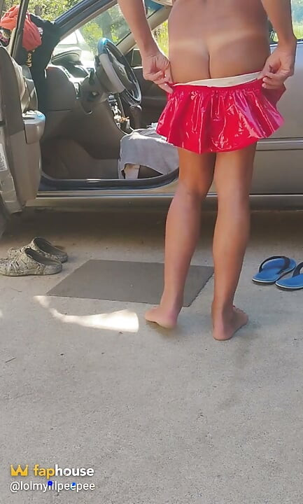 Fire Engine Red Wet Look Mini Skirt