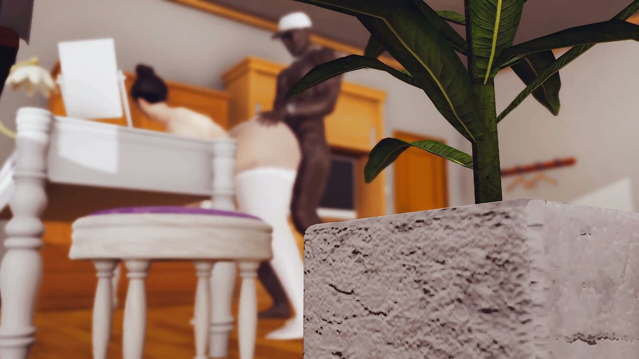 Bellflower. a Curvy MILF Takes a Big Black Cock Sweetly From Behind at the Table. Emptie41
