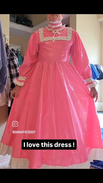 Sissy Diana in Pink Pvc Gown