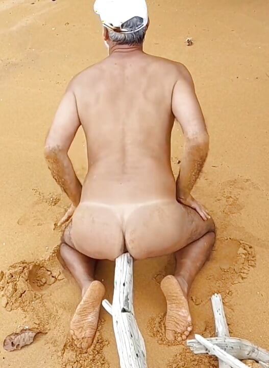 Ladysilva naked on the beach horny with a cock in her ass