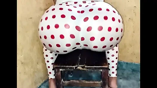 Polka-gepunktete weiße Leggings Po