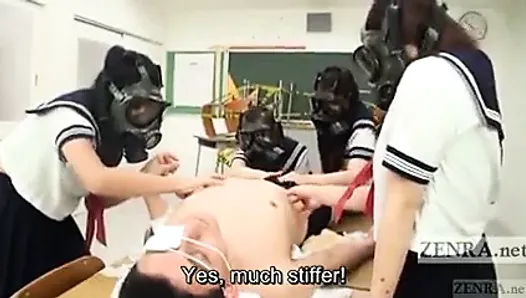 CFNM Gas Mask Japanese schoolgirls inspection Subtitled