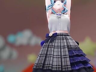 Fofa adolescente dançando com vestido mostrando buceta (3D HENTAI)