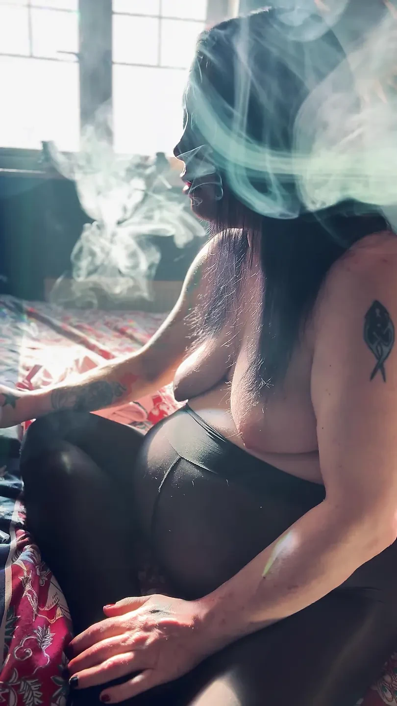 Tits Out & Smoking In Sunlight With The Luscious Pantyhose Wearing Tina Snua - Cone Exhales Nose Exhales OMI OME Drifting