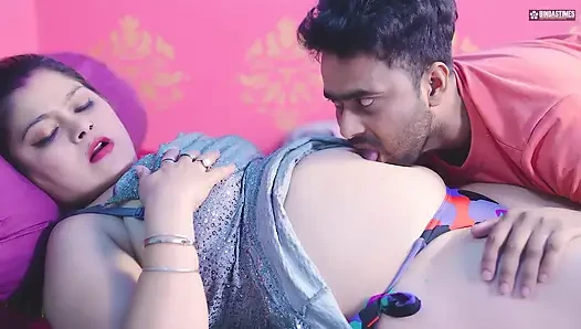 Desi Bold & Horny Step Mom shares Bed with Her Two Step Sons at Same Time  Threesome  ( Hindi Audio )