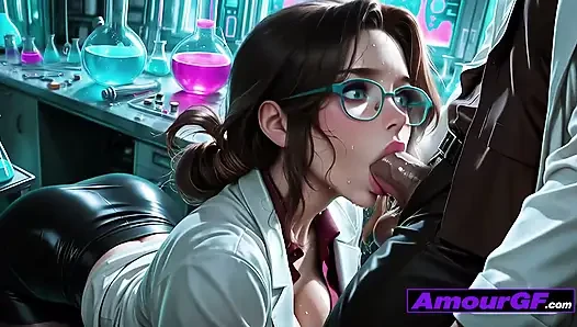 3D Scientist Babe Fucked Hard in Lab, Big Tits Covered in Cum
