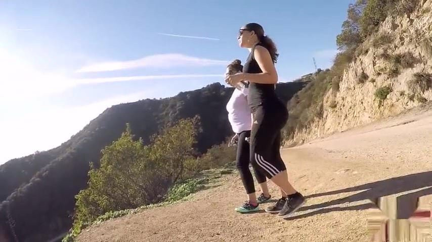 Black spandex sport in the mountain