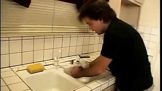 Horny babe enjoys a huge pole sink deep into her wet pussy