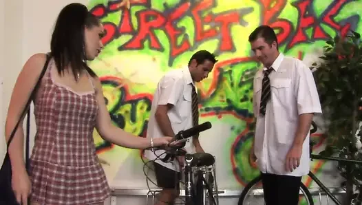 Kinky guys get to fuck a hot cycling babe