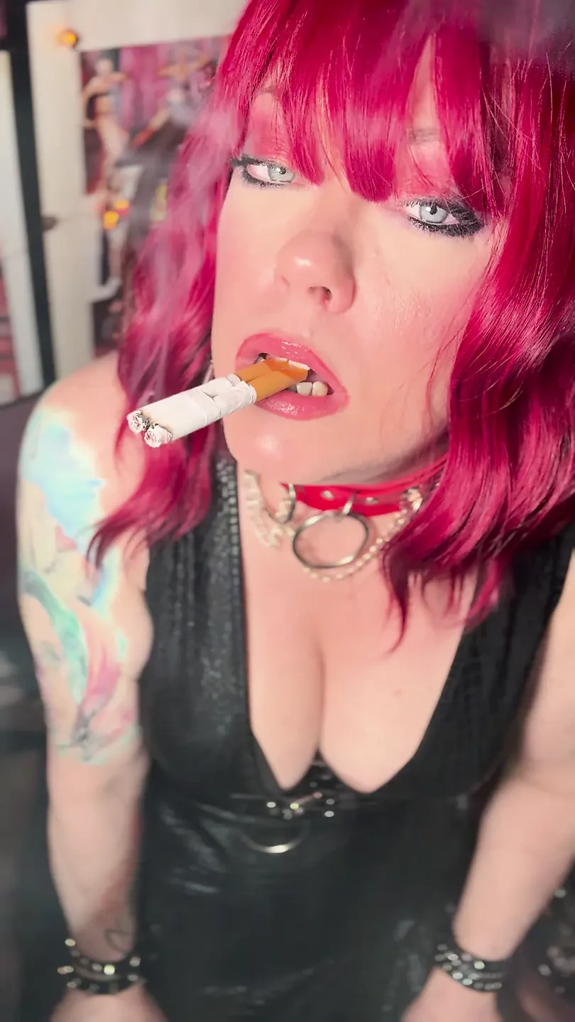 Goth Girl Tina Snua Joins 2 Cigarettes Together & Gives You A Smoke Show - Smoking Smoker