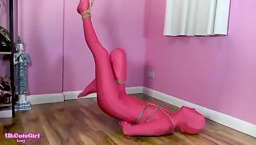Rope Bondage for Lucy in Shiny Spandex Catsuit
