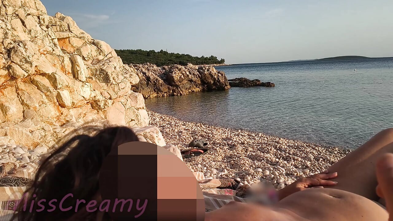 Pussy Flash! Nude Teacher and her Student: Lets Him Touch Her Tits on a Public Beach! - MissCreamy