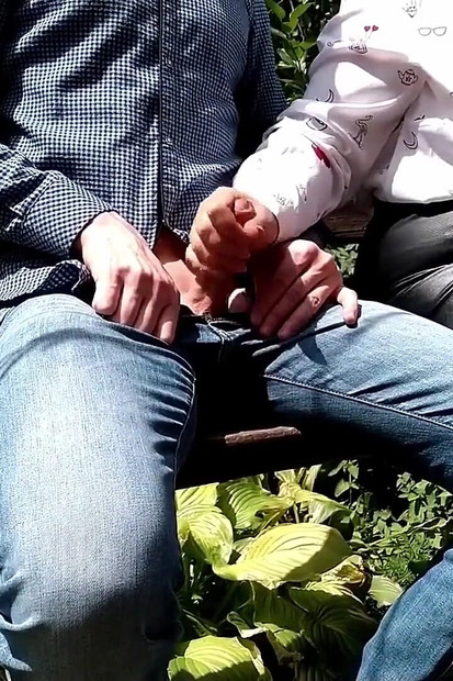 Risk! He Took His Dick Out in Front of a Sexy Mommy. Mature Mommy Made Him Cum!