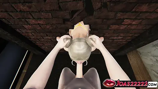 Hentai 3d: risa si cewek sange ini ngocok kontol dua tangan, sepong kontol ceroboh dan crot di dalam lubangnya