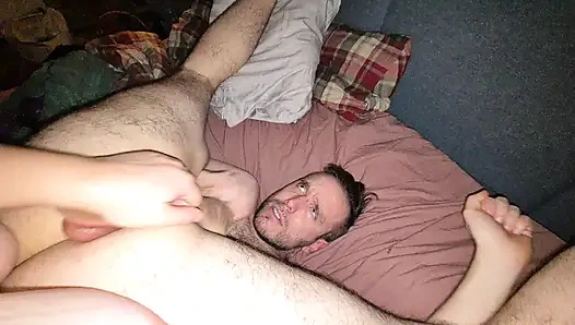 Assisted self suck flaccid cock - uncut raw.mp4