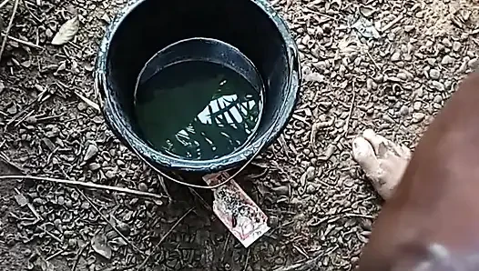 A boy masturbating inside his bathroom with soap