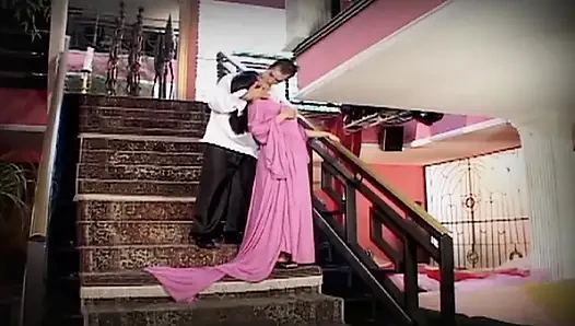 Brunette Babe Stretched Wide in Staircase Hardcore Pounding
