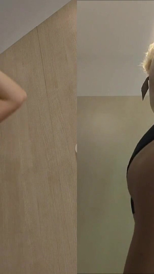Peeping at a naked girl with big boobs in the locker room | Clip 2