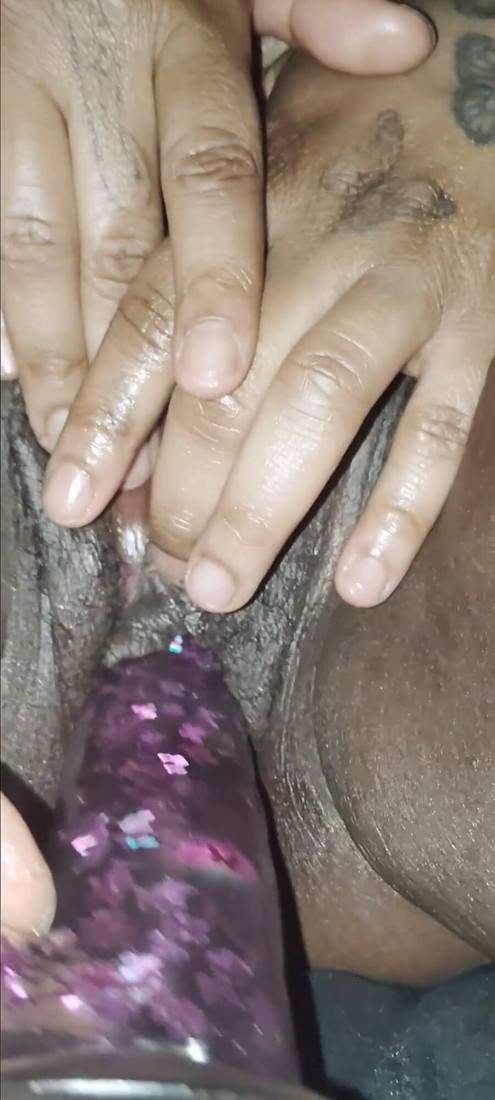 Stroking Her Pussy with the Dildo!