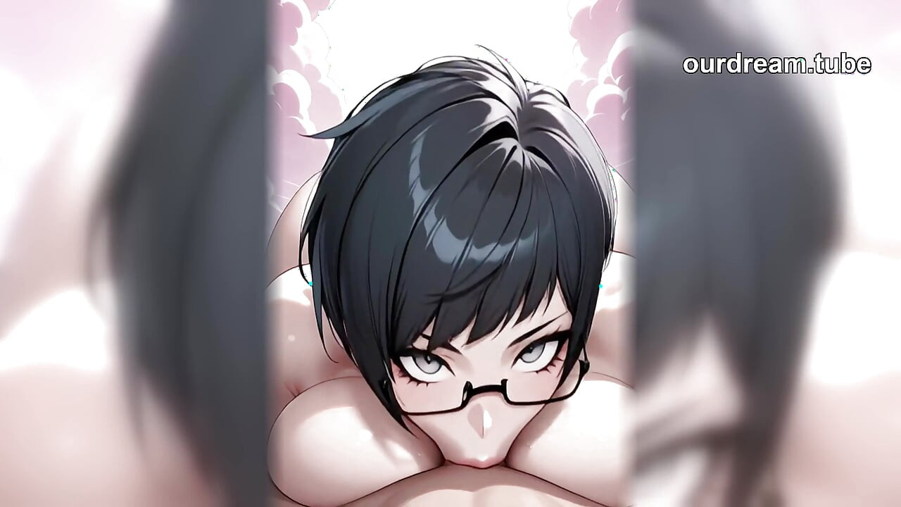 Hentai milf met kort haar met bril en enorme titties om te dienen (AI)