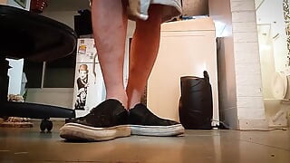 Hot at home I sit on my heel to open my wide