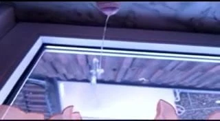 Wanking my hard cock behind the window to nice cumshot