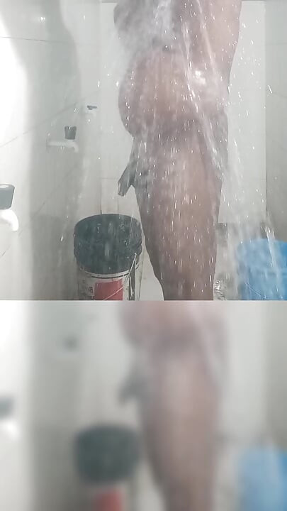 Bathing show nude bath shower black cock showing