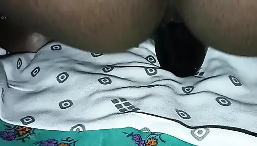 Sister-in-law masturbating with huge eggplant