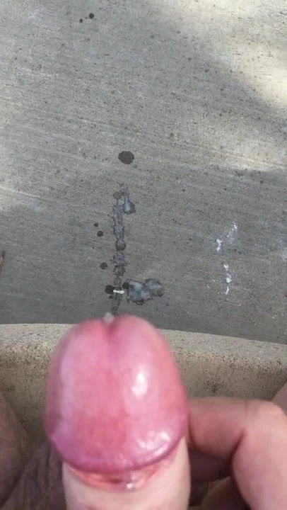 Masturbating outside, cumming on the ground