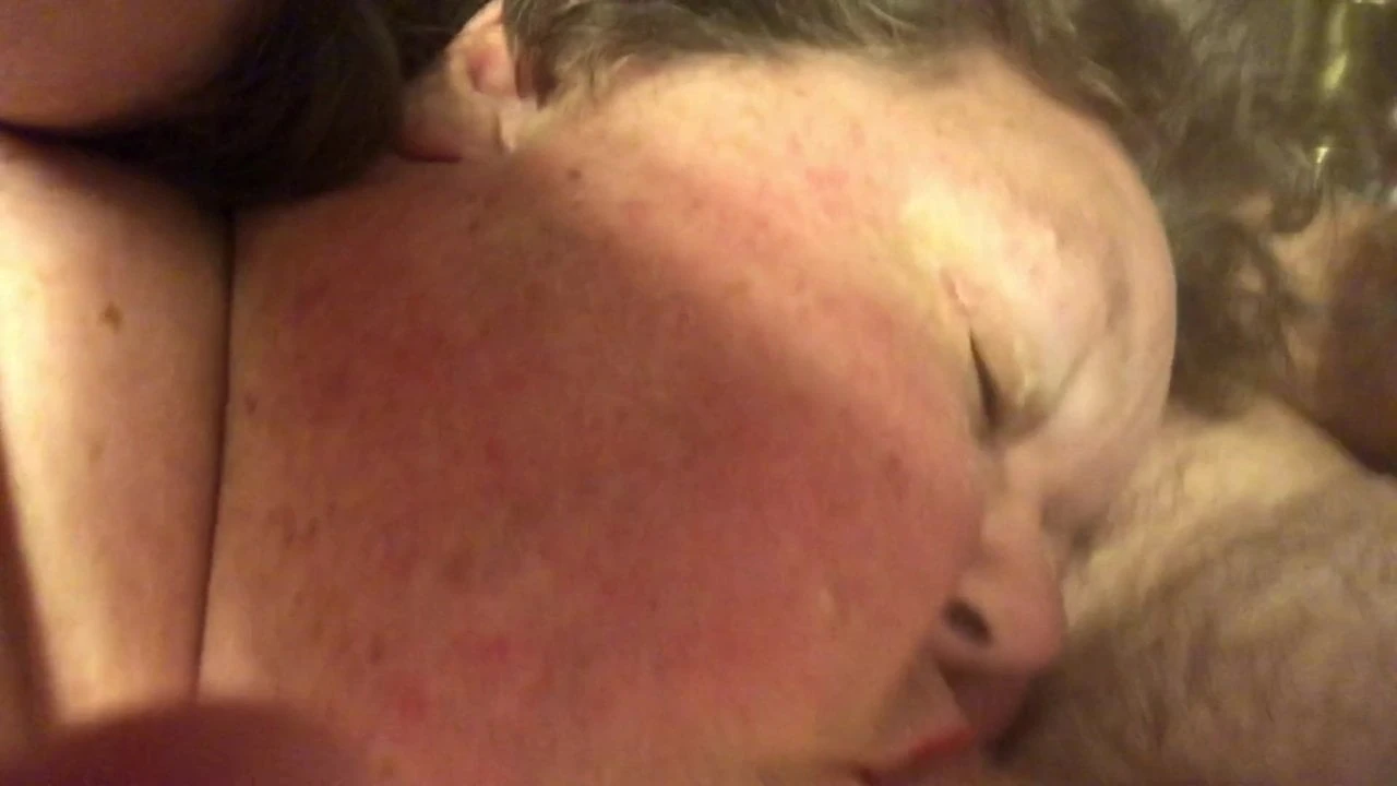 Fat Whore giving sloppy lipstick blowjob