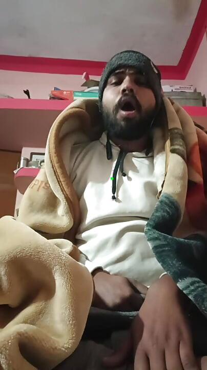 Slowly masterbating on bed during midnight time