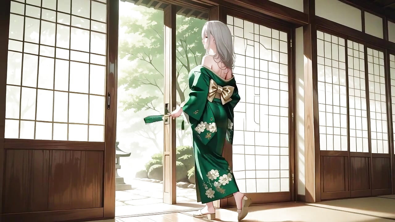 Silver-haired Shrine Maiden Secrets! Languidly Reclining in a Red Corridor, Her Bare Shoulders and Lush Thighs Exposed