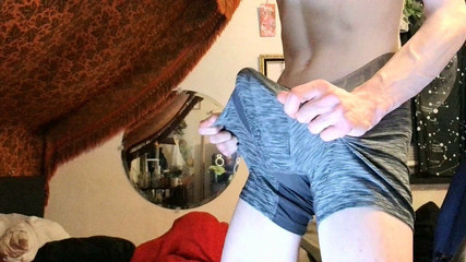 hands free cumming in grey boxer briefs