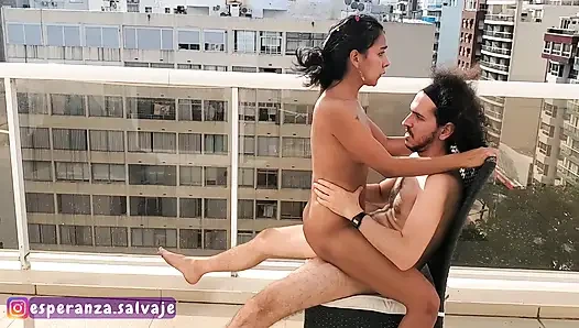 Wild Hope has sex with her future husband's best friend hours before the wedding, public sex on the rooftop