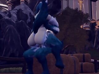 Furry futah having sex with furry woman in wild and having wild sex with loud moans and getting cream pie in the end