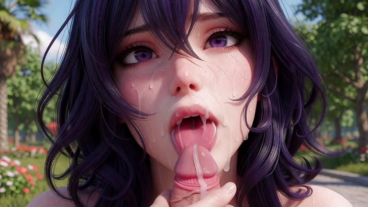 3d Anime workfreak, 5 million Views Special, blue haired Anime Girl in Public Parkbench gets fucked and masturbates