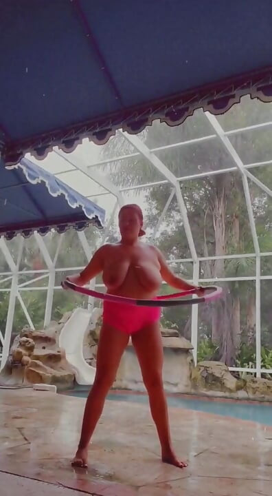 Rainy Day Topless Poolside Workout! Would You Be My Personal Trainer?