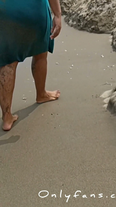 Pregnant slut Wife Shows Her pussy In Public Beach | Clip 1
